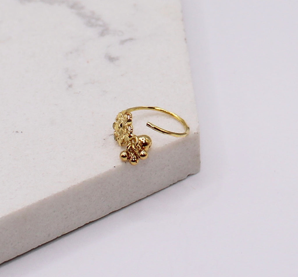 3-ball Dangle Flower Hoop | 9mm