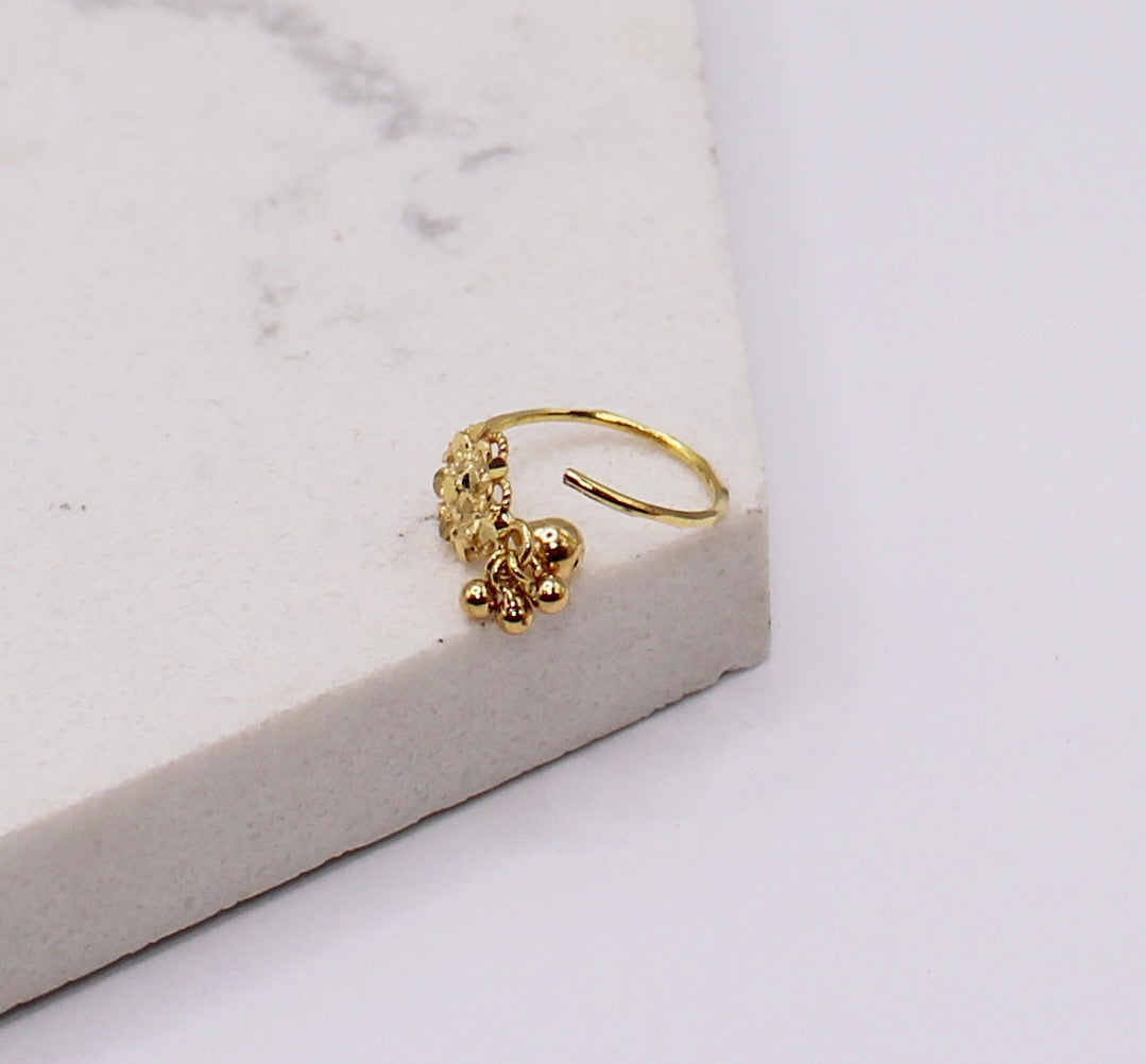 3-ball Dangle Flower Hoop | 9mm