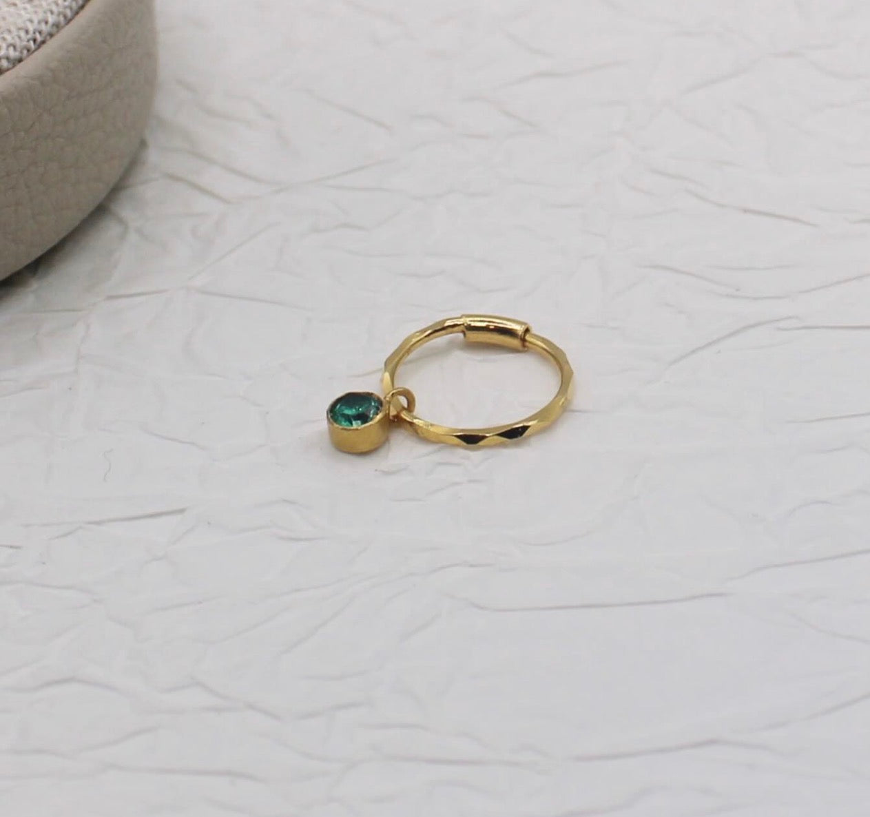 Green Droplet Hoop | 9mm