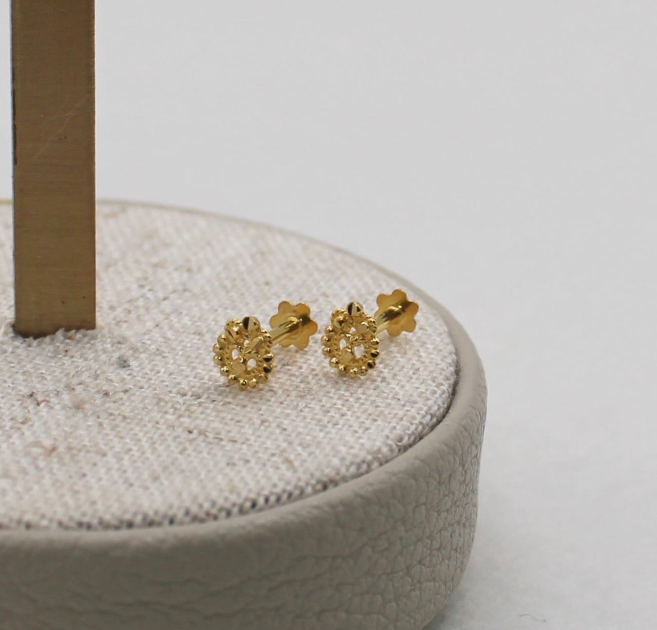 Tiny Detailed Gold Studs | 18carat