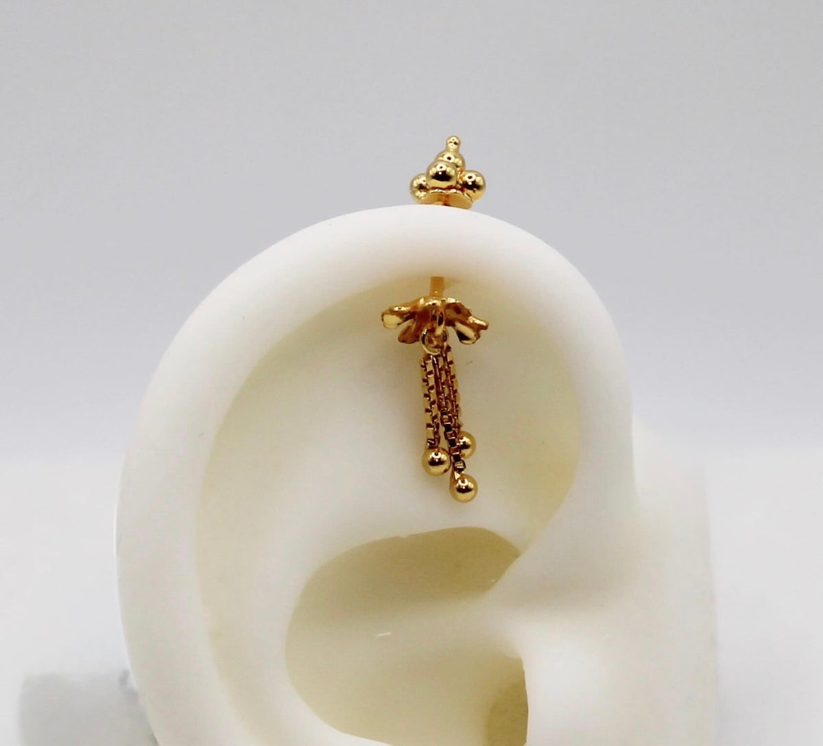 Floral Chain Vertical Helix Stud