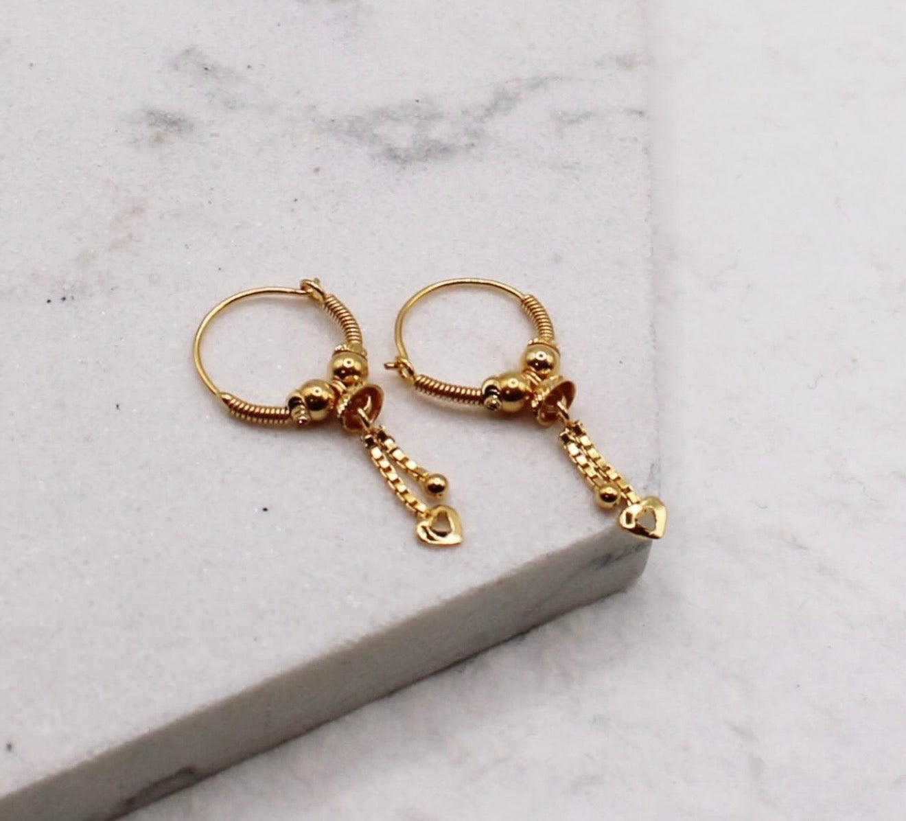 Heart Drop Small Hoops | 9mm