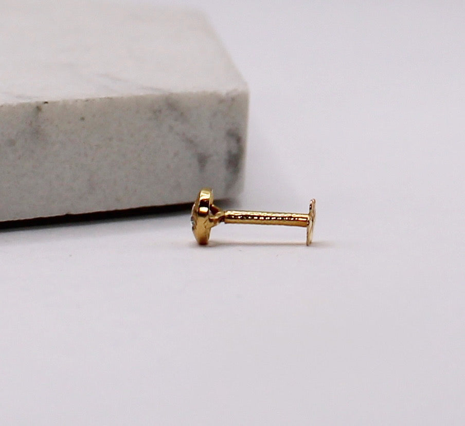 Thick Gold Rim CZ Stud