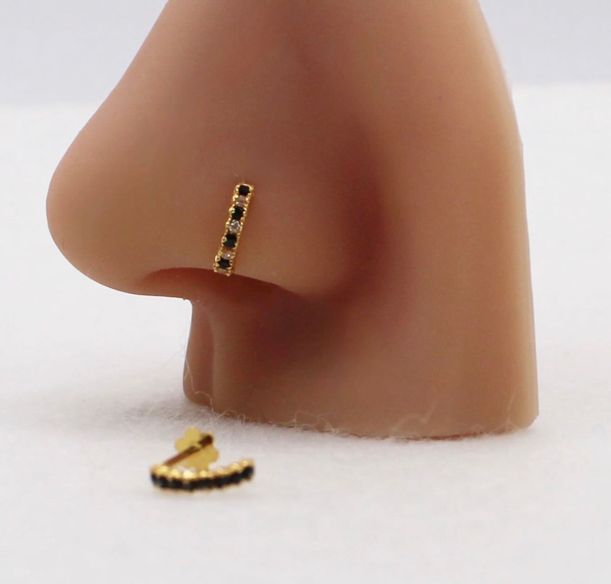 Black Baguette Stud | 18carat