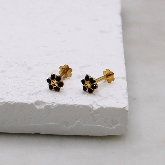 Black Flower Studs