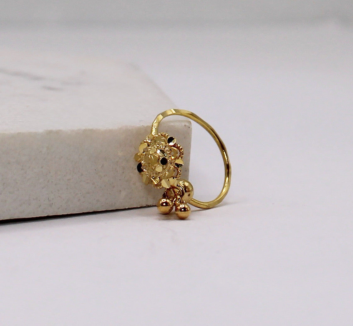 3-ball Dangle Flower Hoop | 9mm