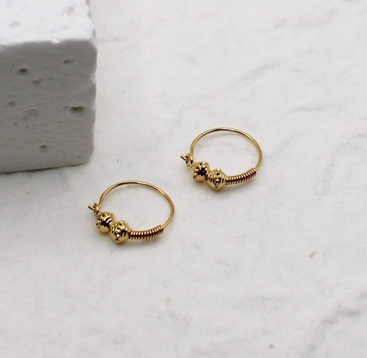 Double Bead Hoops | 9mm