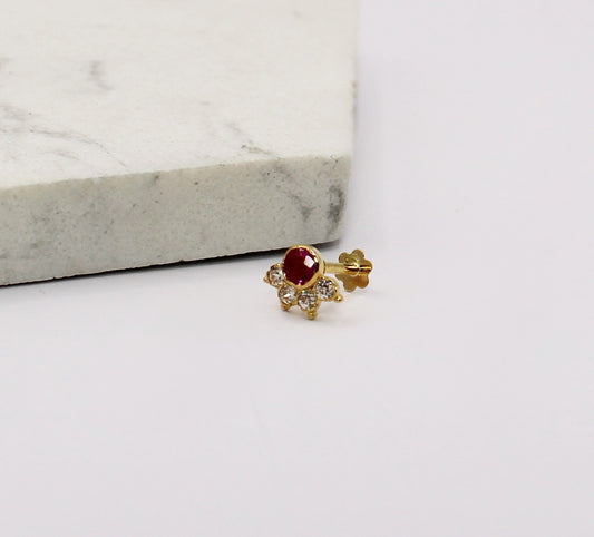 Deep Pink Crescent Stud