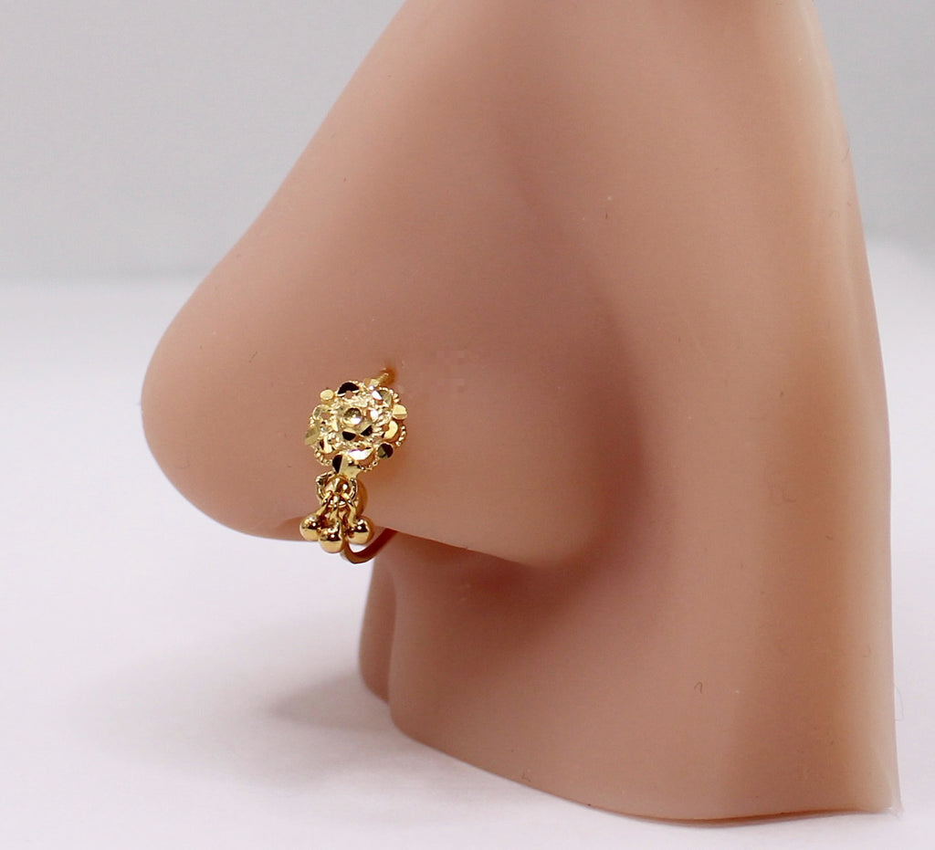 3-ball Dangle Flower Hoop | 9mm