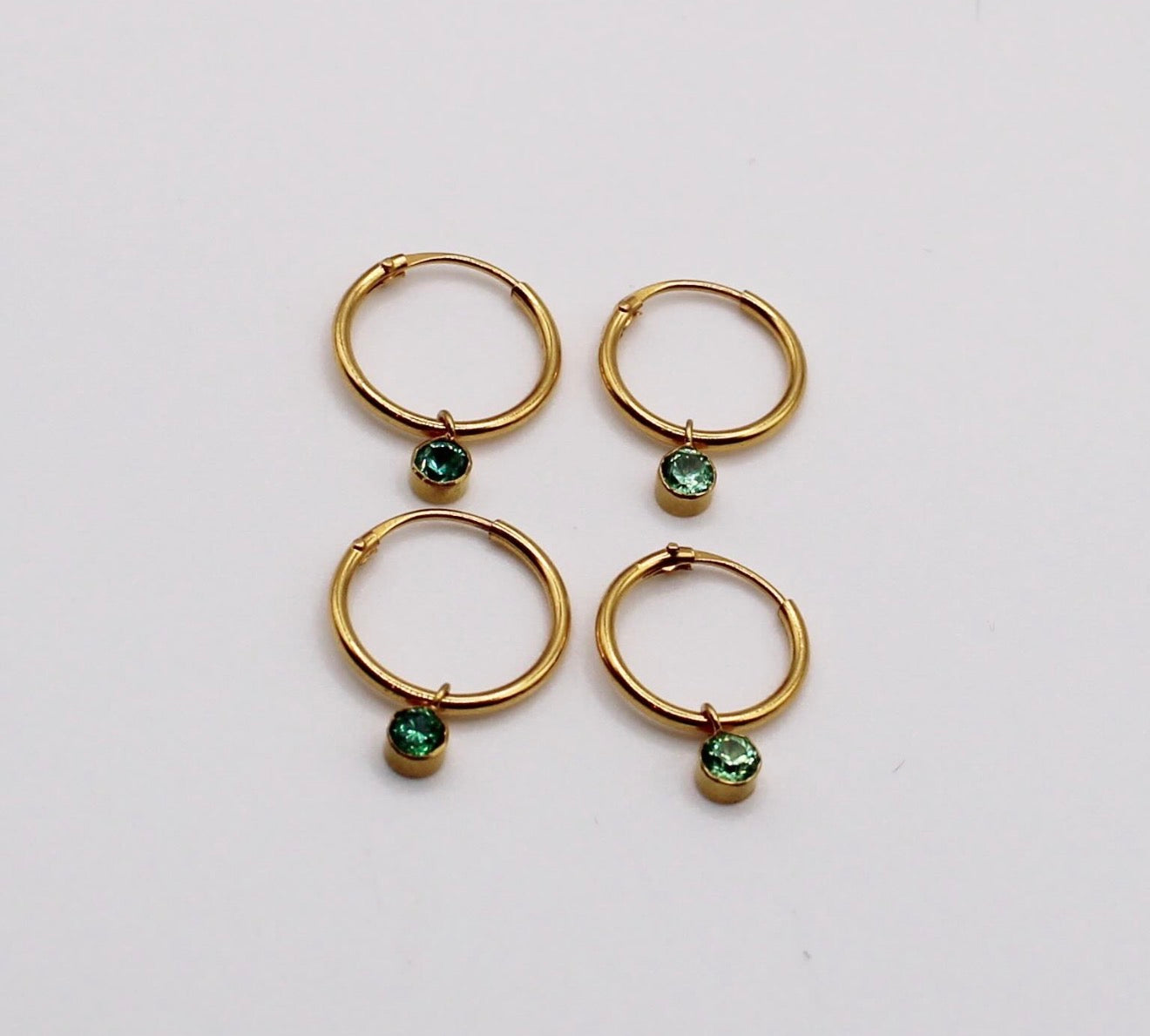 Green Dangle Hoops | Small