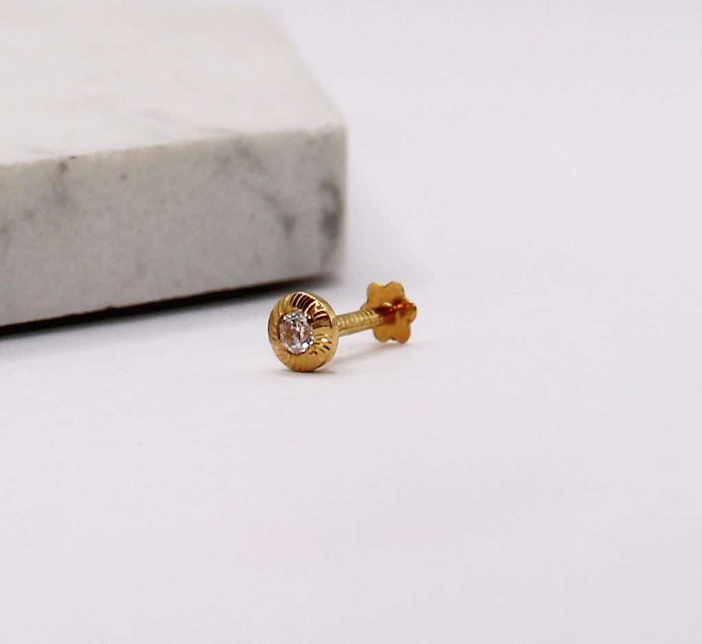 Thick Gold Rim CZ Stud