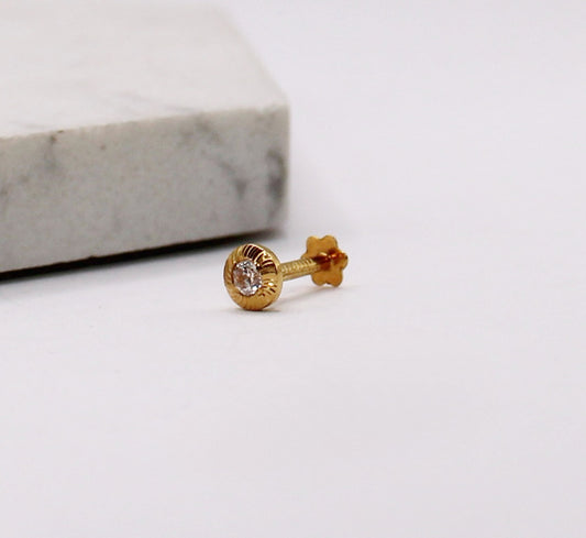 Thick Gold Rim CZ Stud