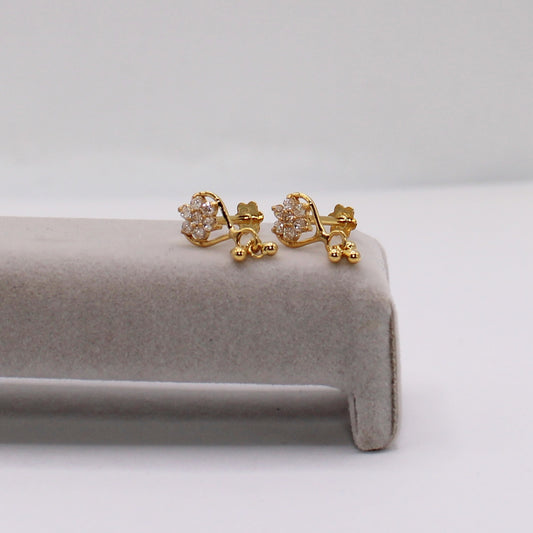 Heart Flower Dangly Studs