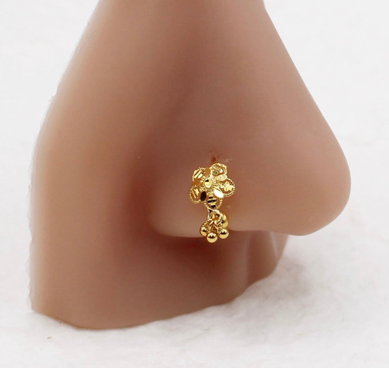 Floral 3-ball Dangle Hoop
