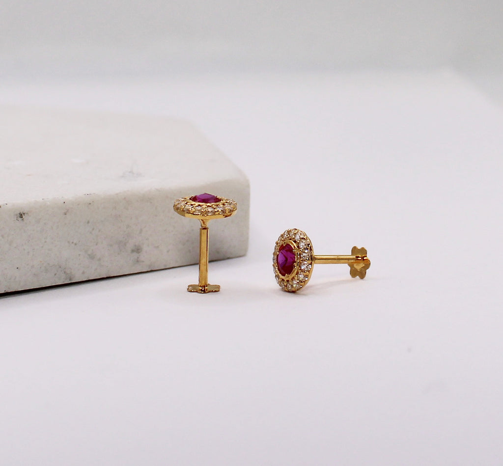 Deep Pink Sparkly Halo Studs