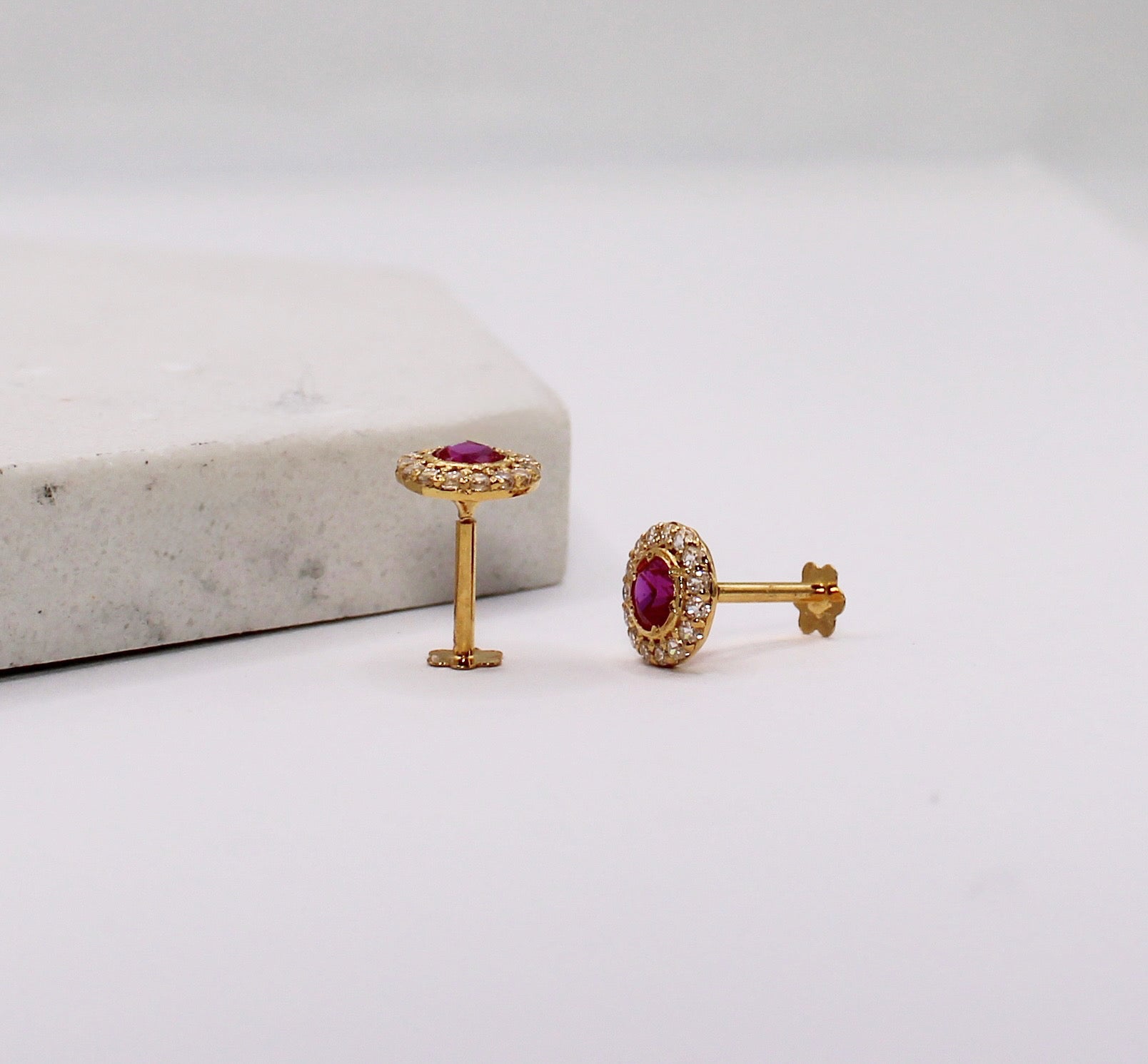 Deep Pink Sparkly Halo Studs