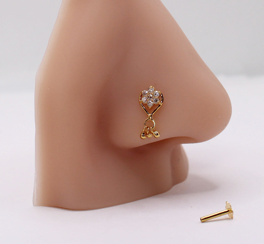 Heart Flower Dangly Stud