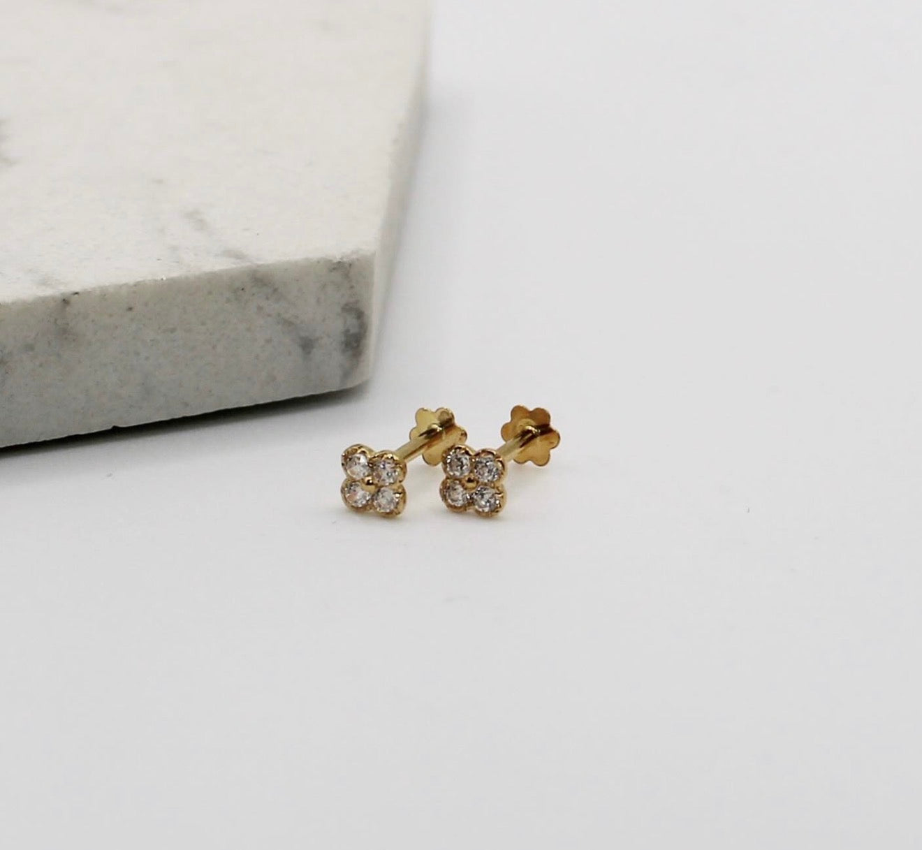 Cubic Zirconia Clover Studs | 18carat