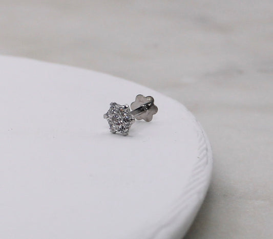 Rhodium Flower Stud