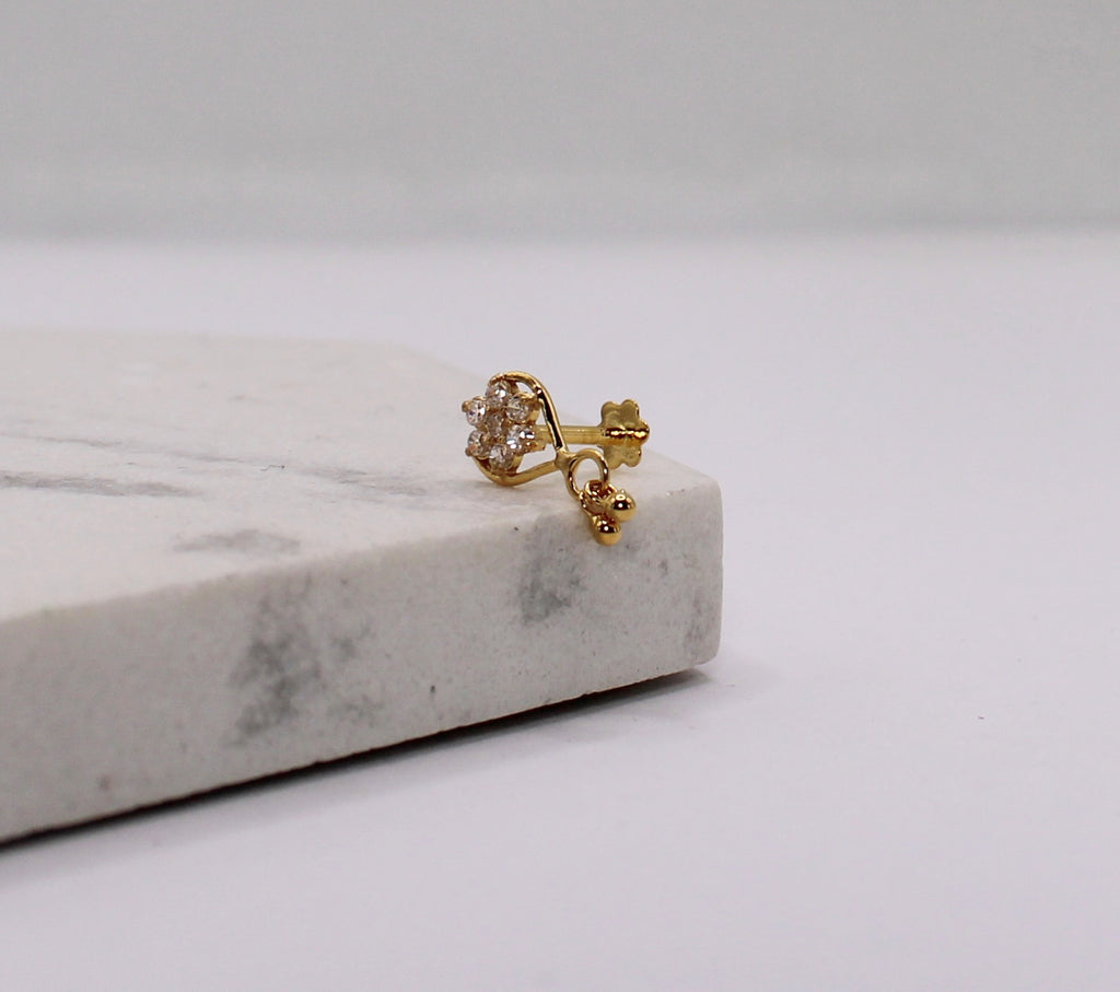 Heart Flower Dangly Stud