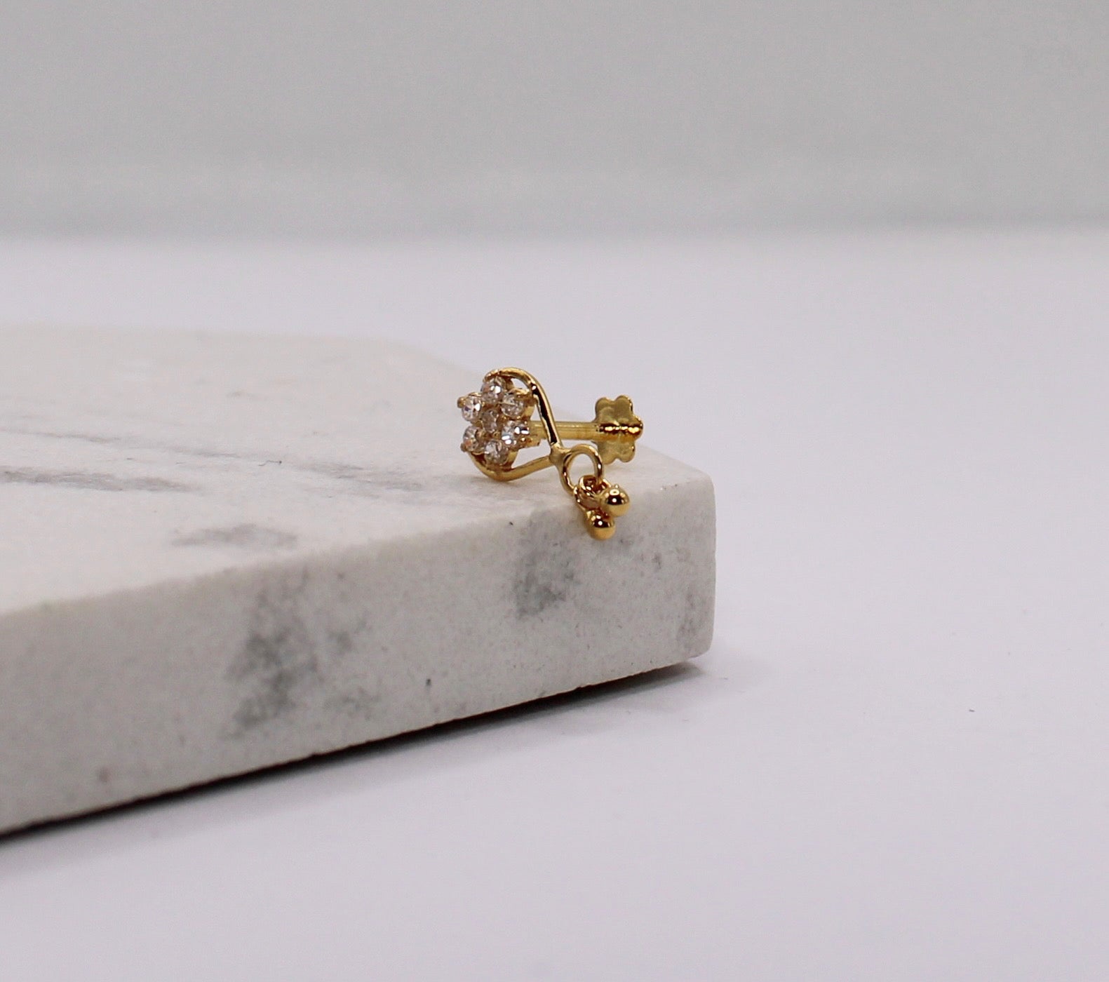 Heart Flower Dangly Stud