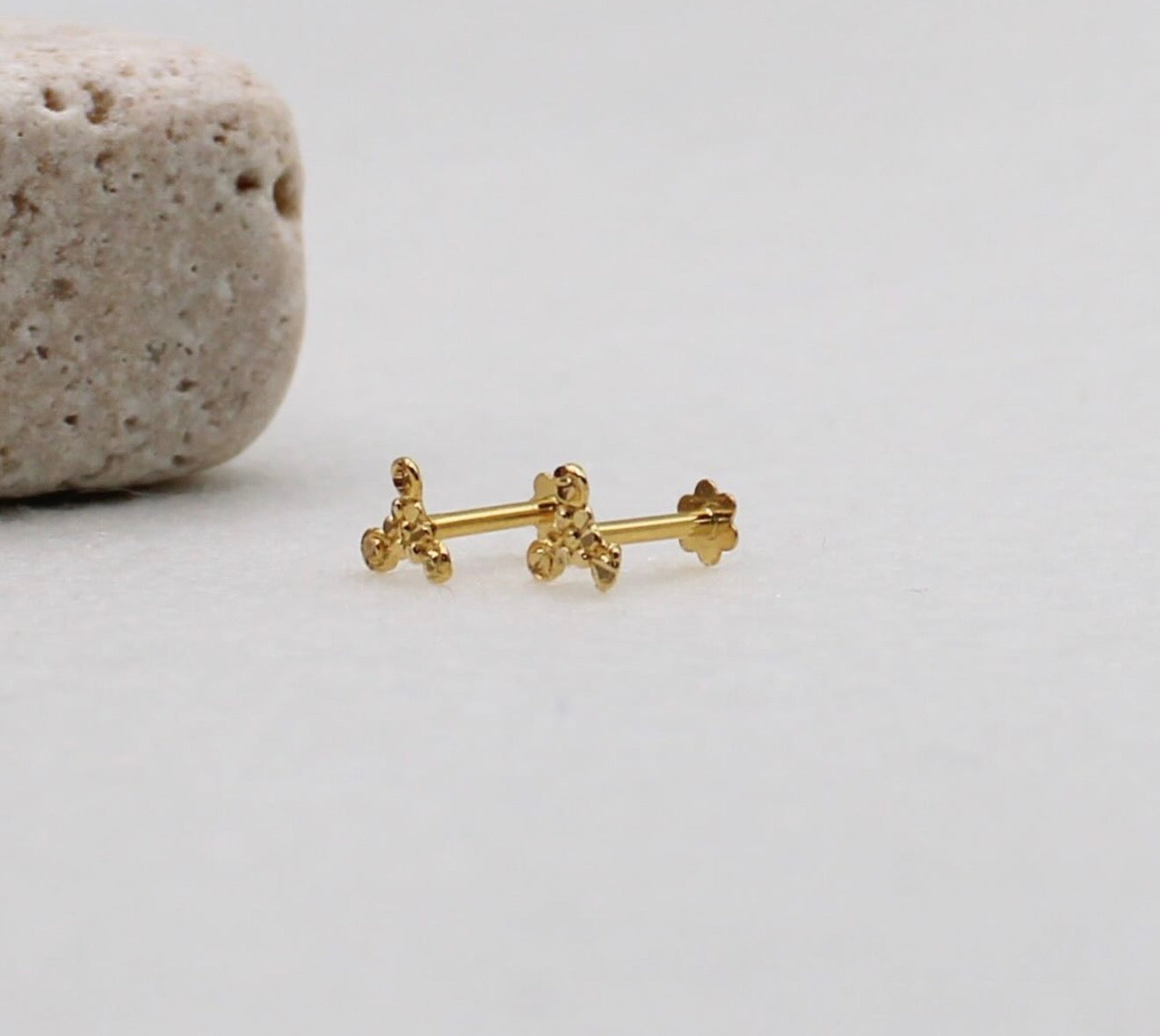 Tiny Trinity Gold Studs | 18carat