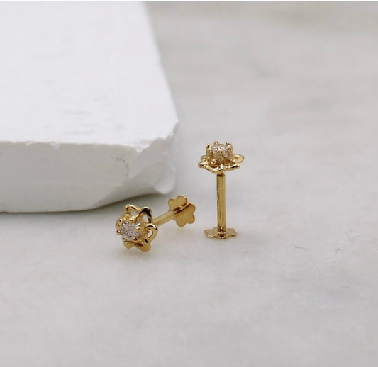 Cubic Zirconia Flower Studs