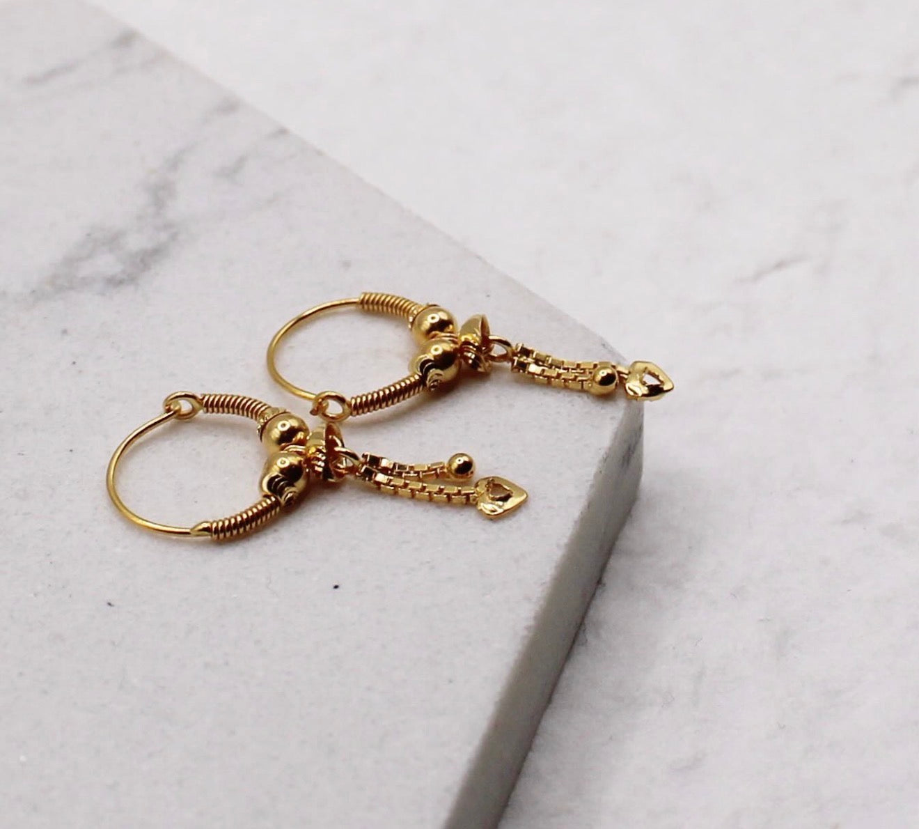 Heart Drop Small Hoops | 9mm