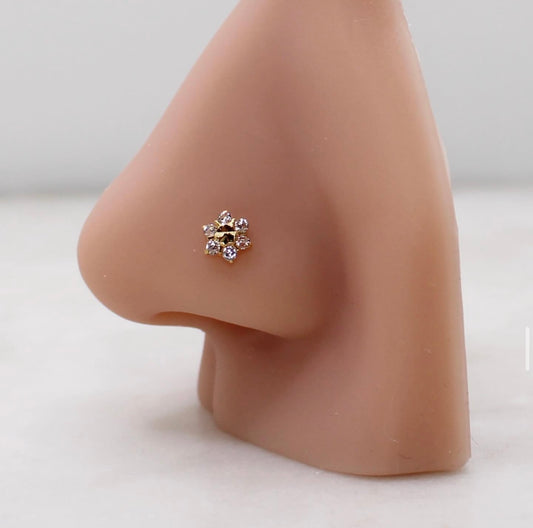 Gold Middle Flower Stud