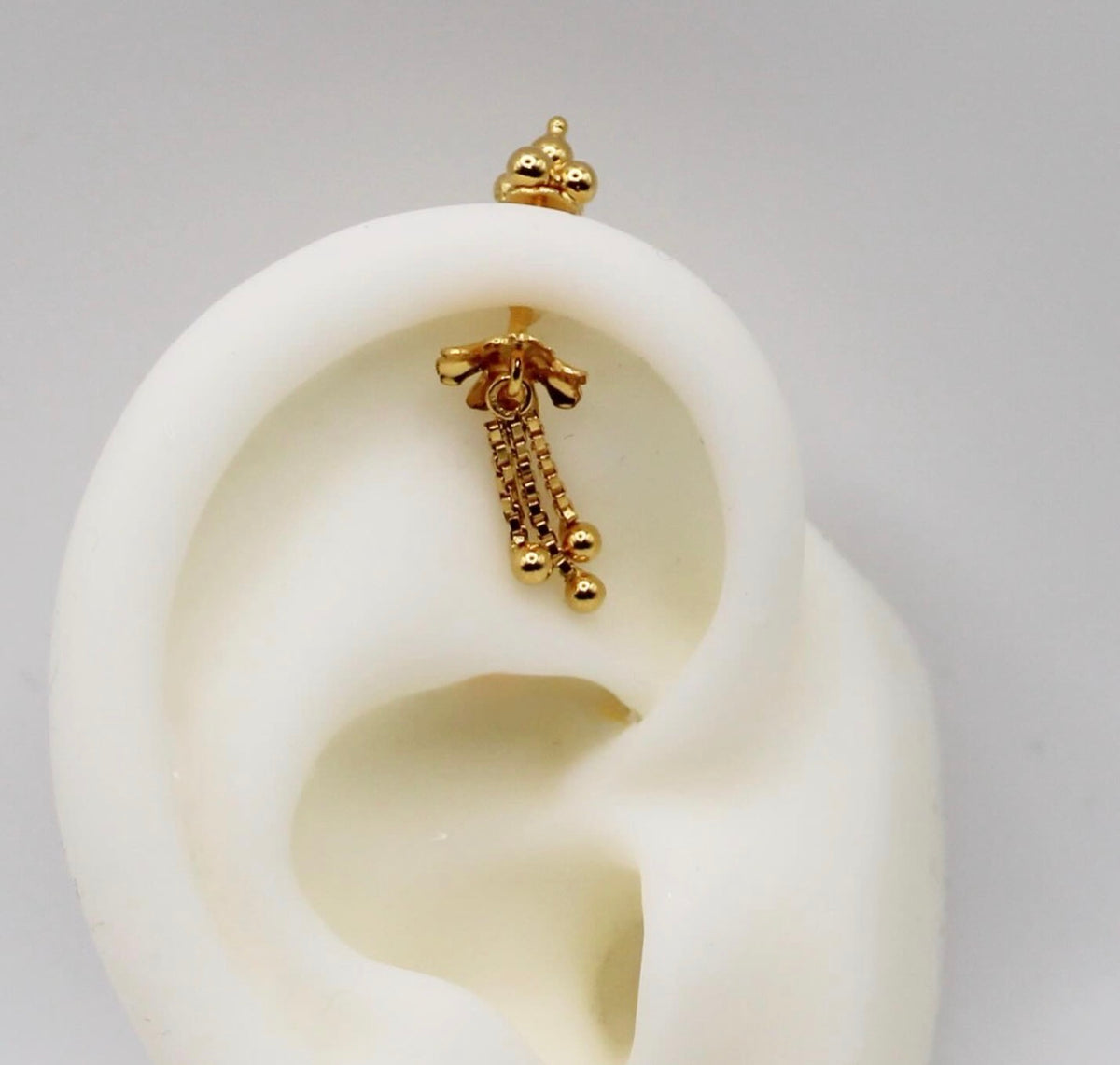 Floral Chain Vertical Helix Stud