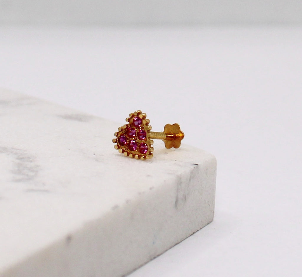 Deep Pink Heart Stud