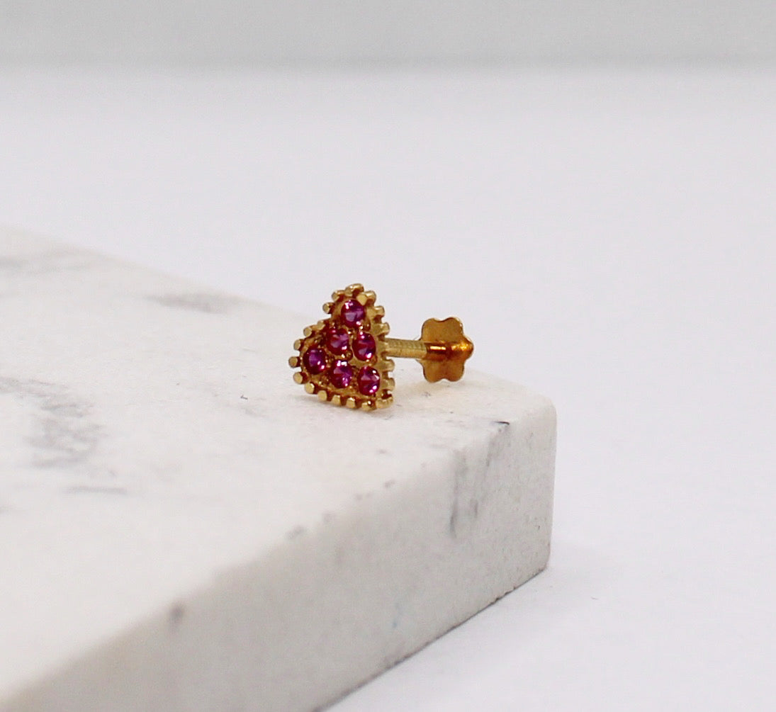 Deep Pink Heart Stud