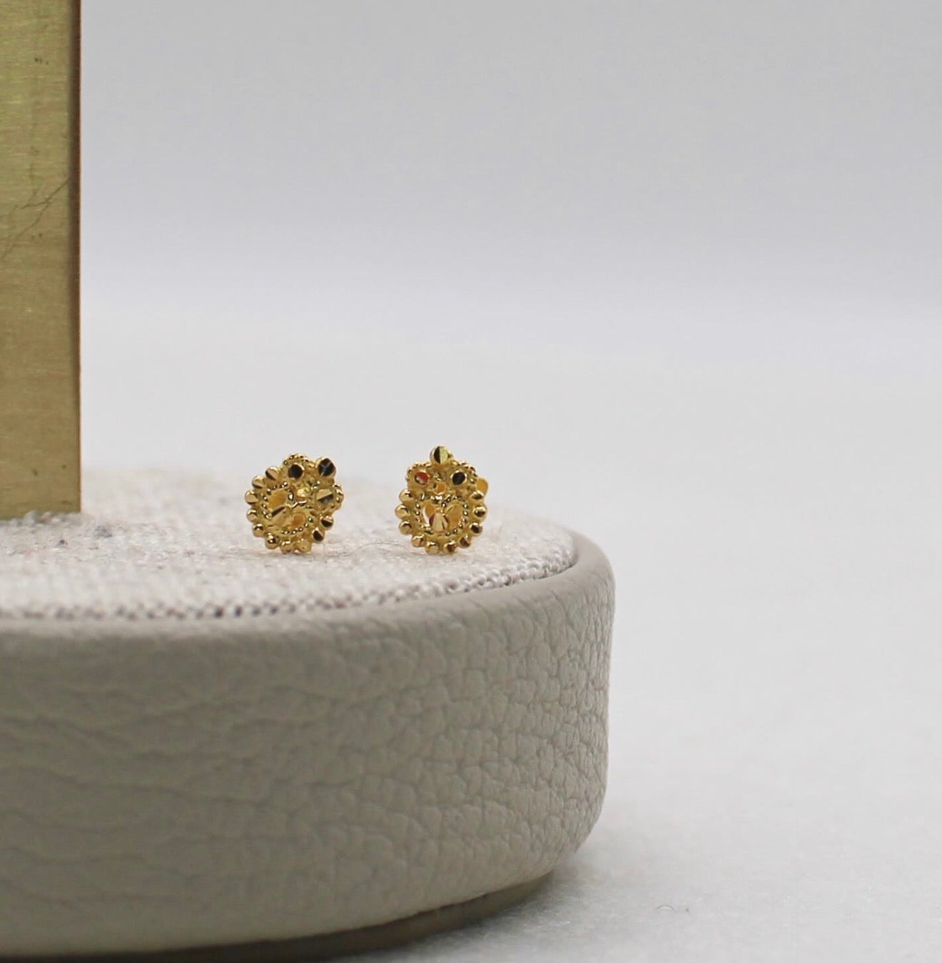 Tiny Detailed Gold Studs | 18carat