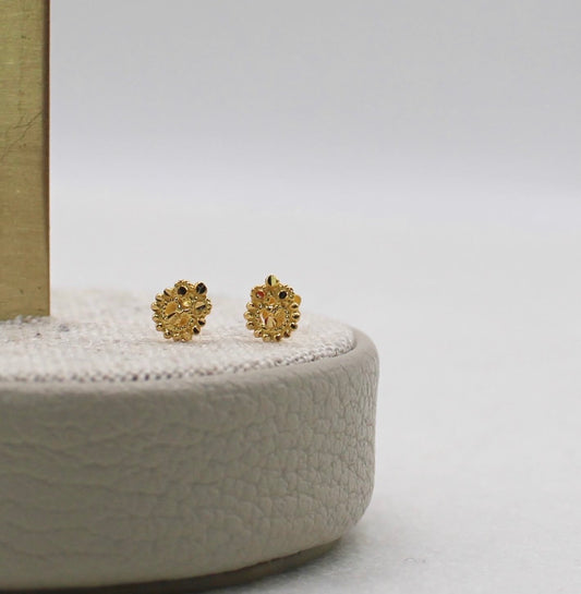Tiny Detailed Gold Studs | 18carat