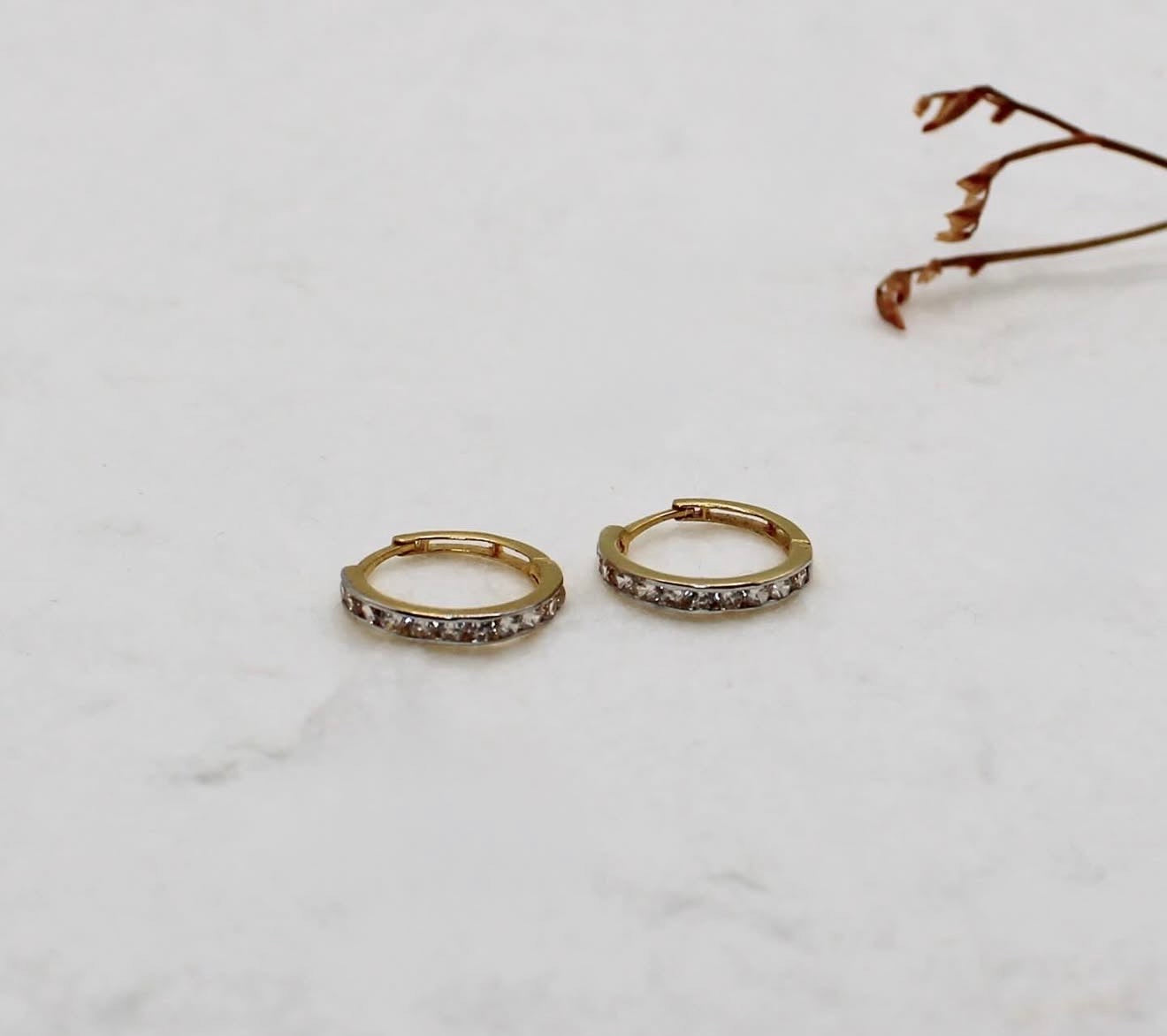 Dainty Rhodium Finish Huggies | 9mm