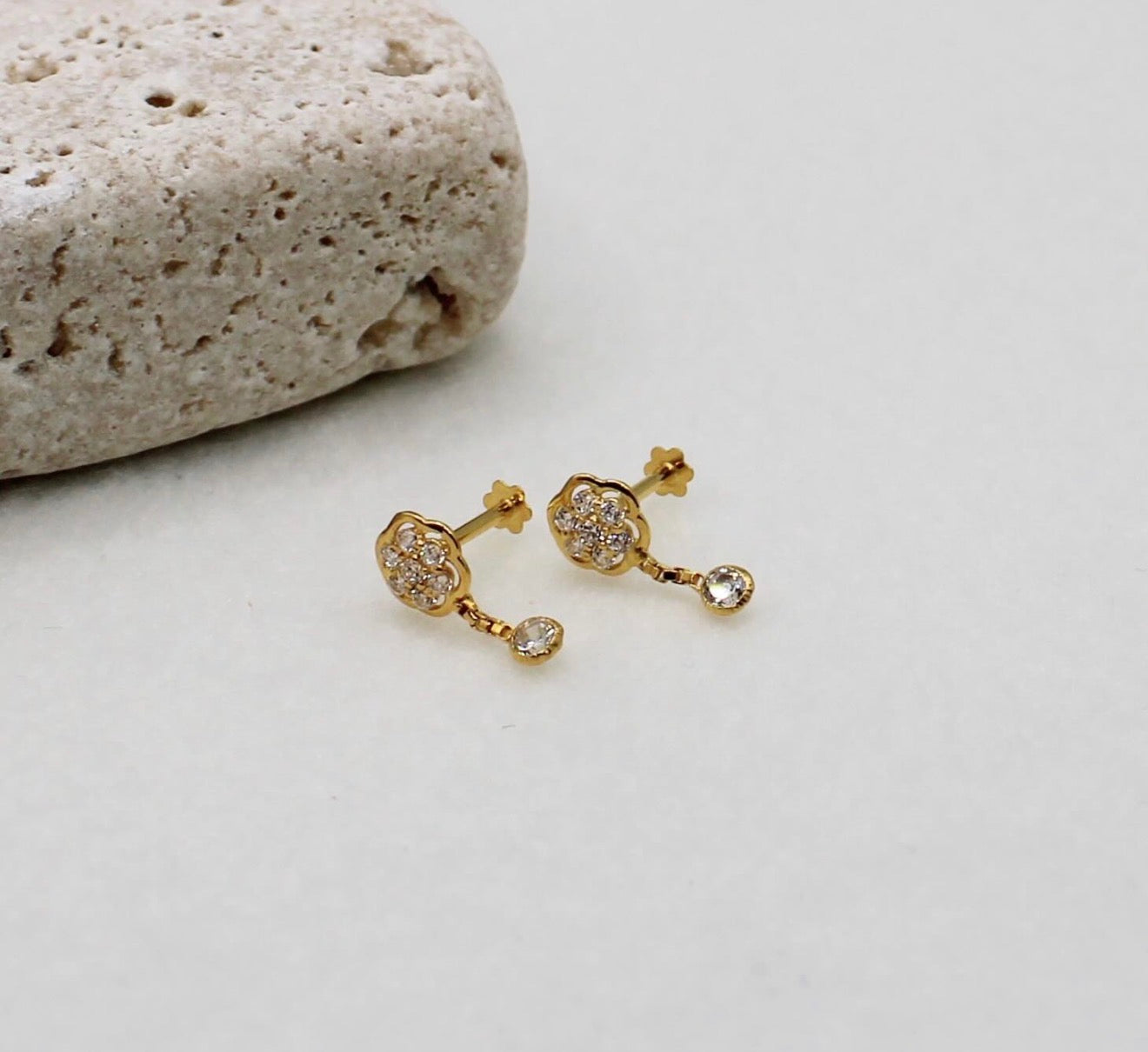 Small Sparkle Drop Studs | 18carat