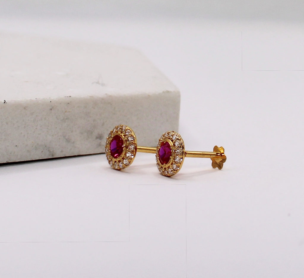 Deep Pink Sparkly Halo Studs