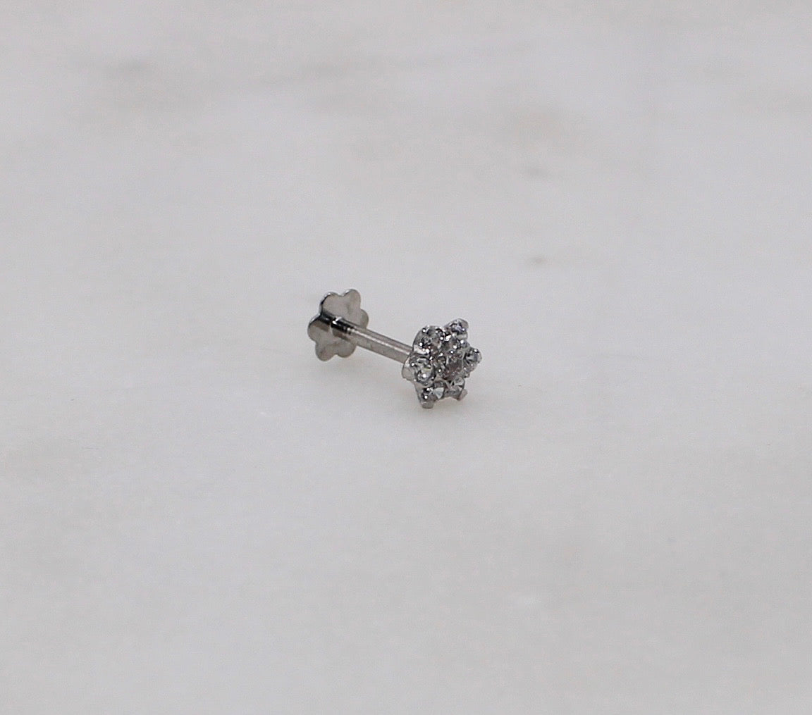 Rhodium Flower Stud