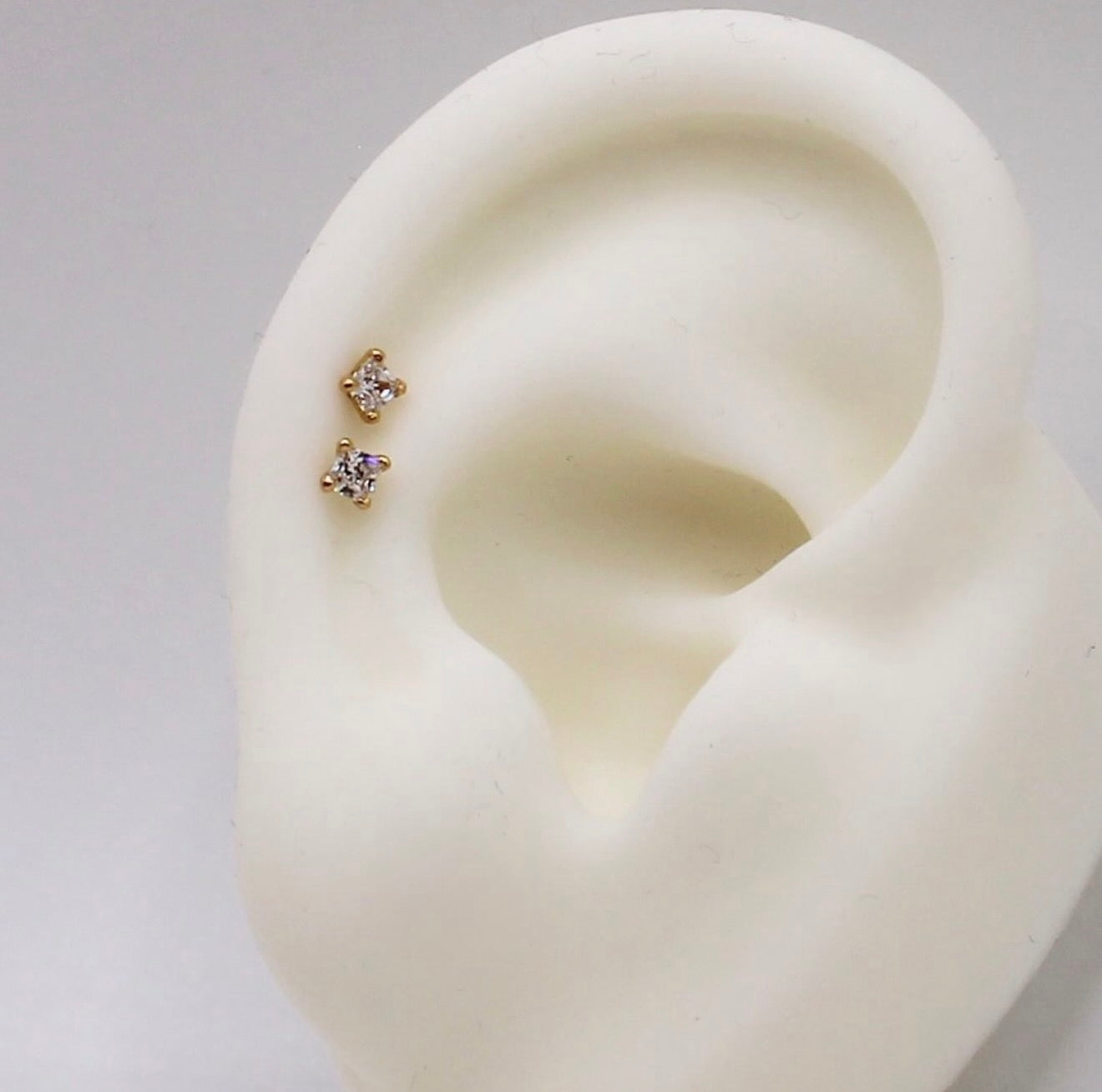 Tiny Cubic Zirconia Square Studs