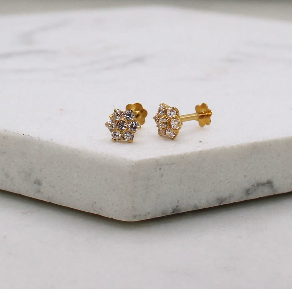 Cubic Zirconia Flower Studs