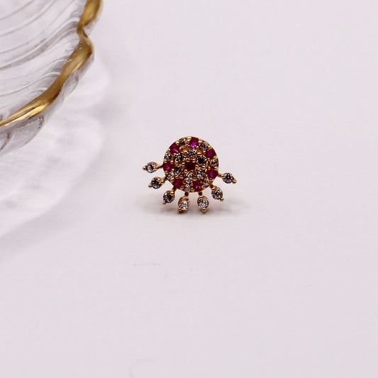 Pink Crescent Flower Stud | Single Piece