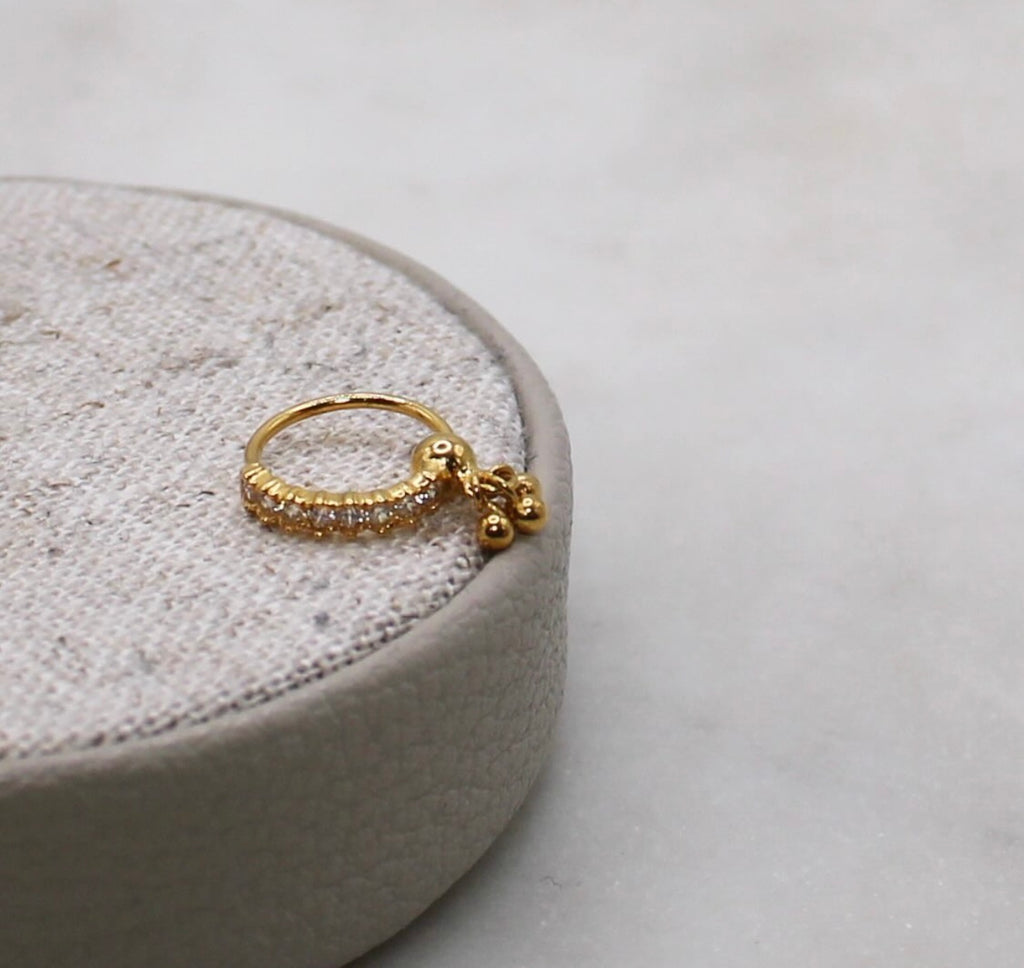 Clear Dangly Baguette Hoop