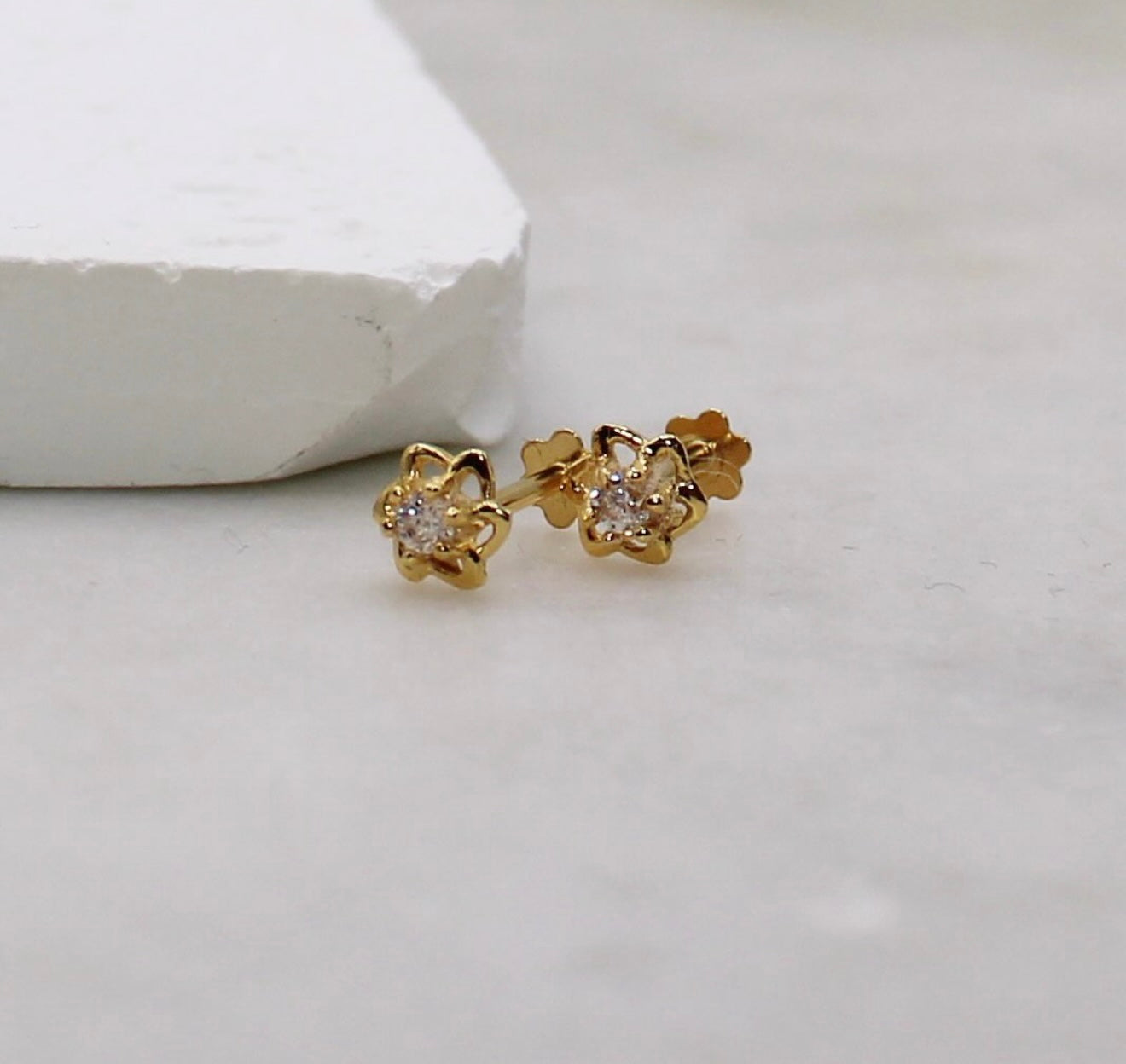 Cubic Zirconia Flower Studs