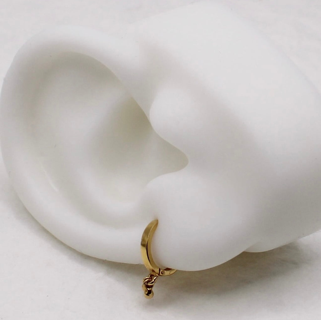 2-ball Dangle Solid Gold Huggies