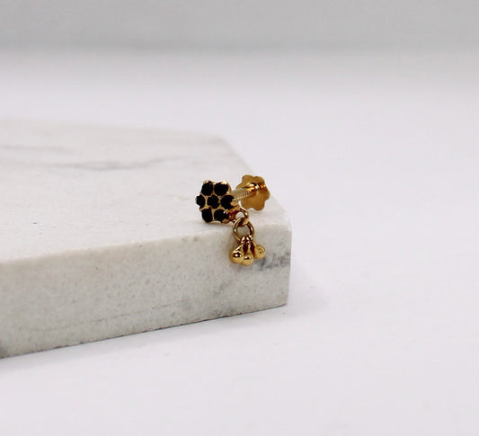 Black Flower Dangly Stud
