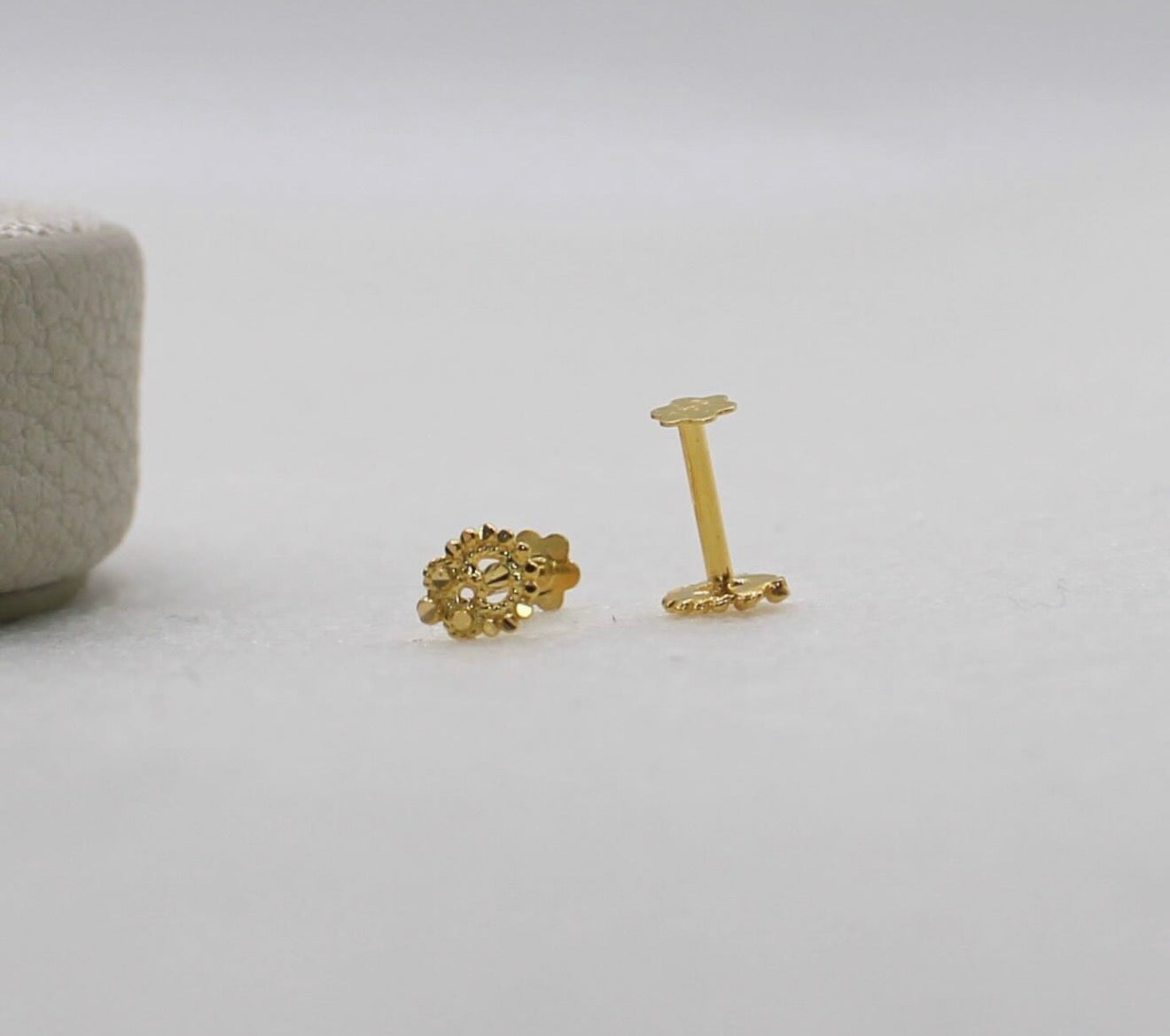 Tiny Detailed Gold Studs | 18carat