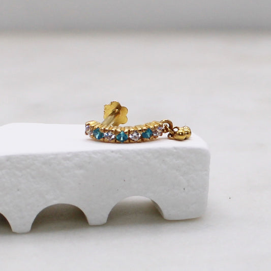 Blue Long Curve Stud