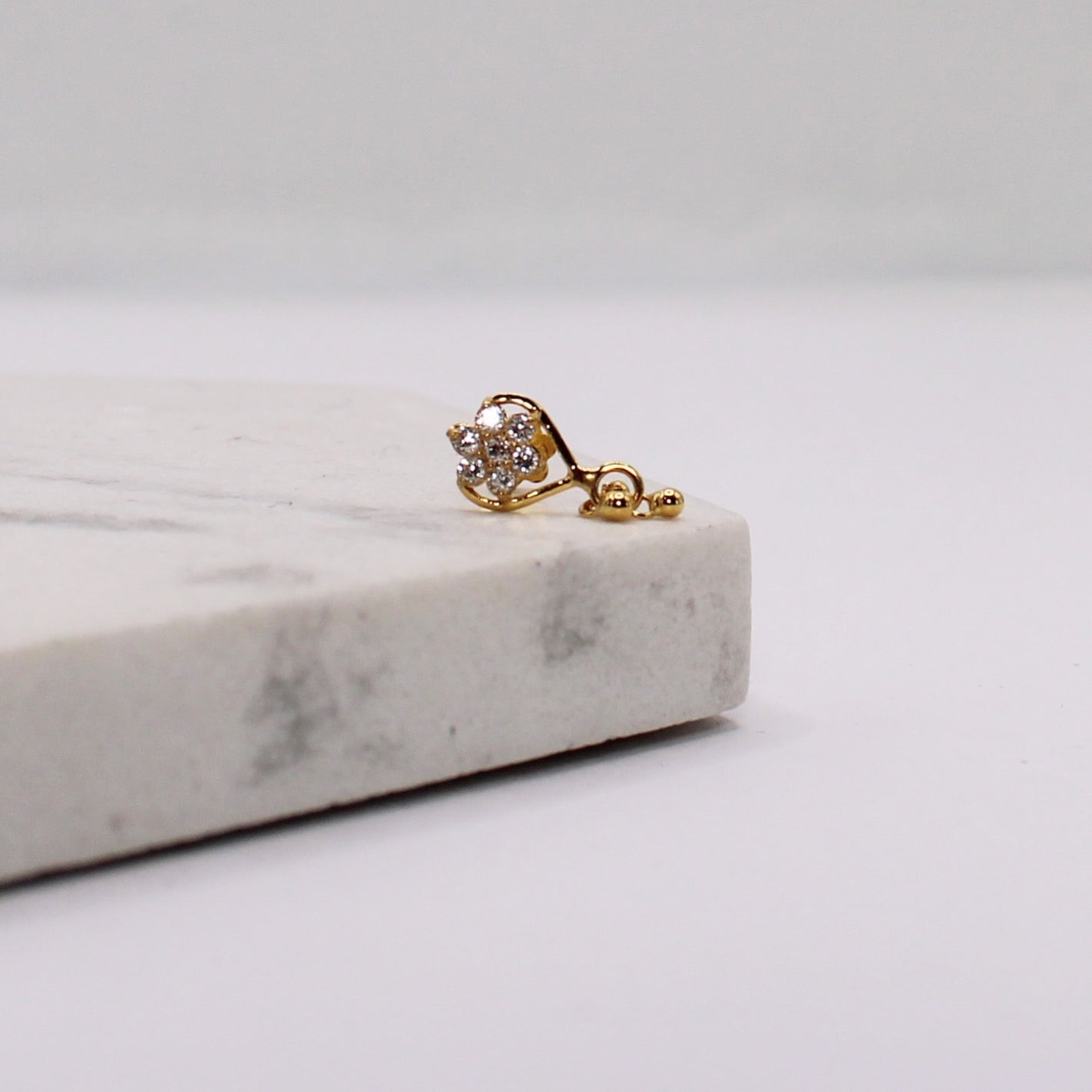 Heart Flower Dangly Stud