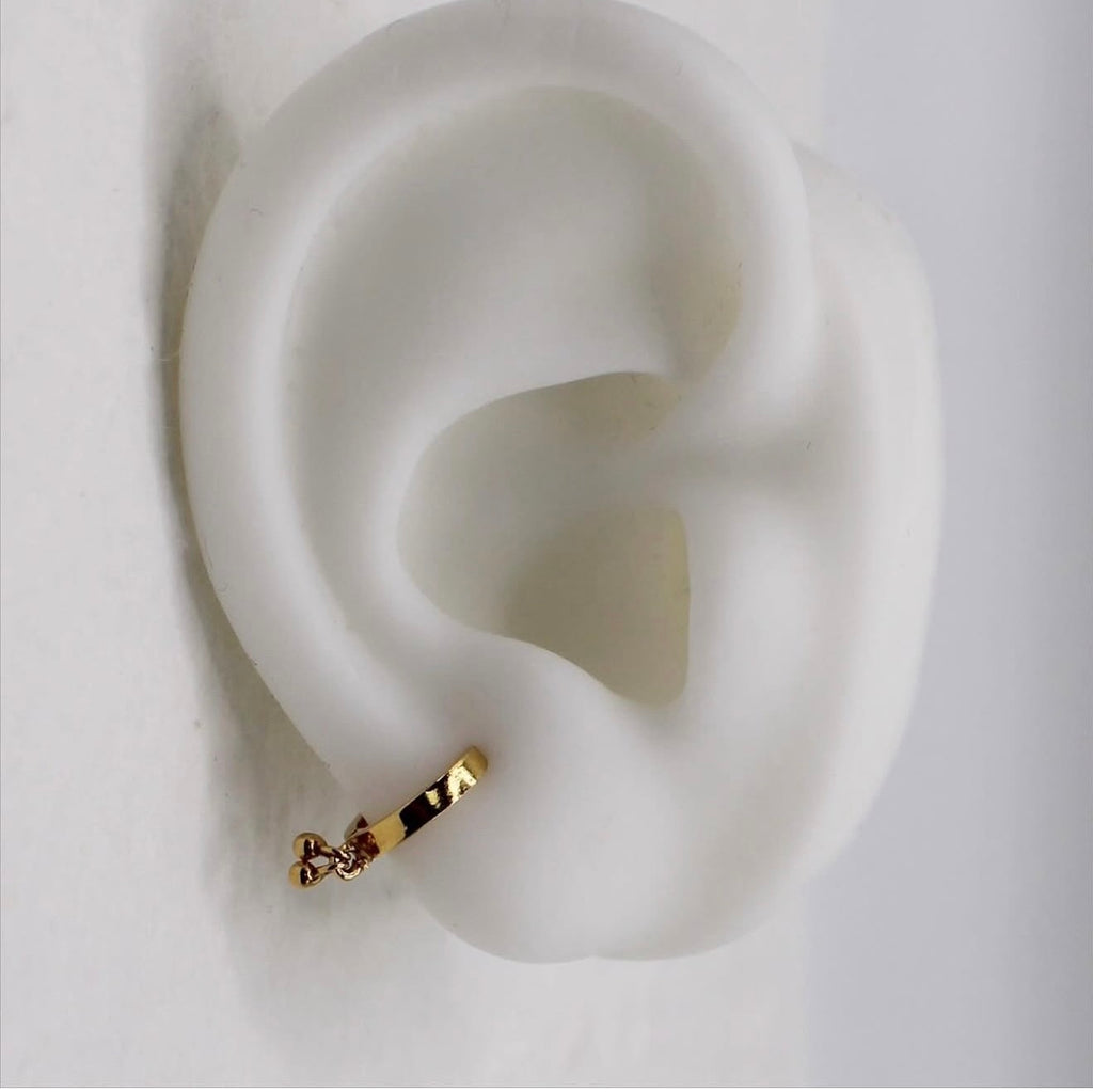 2-ball Dangle Solid Gold Huggies