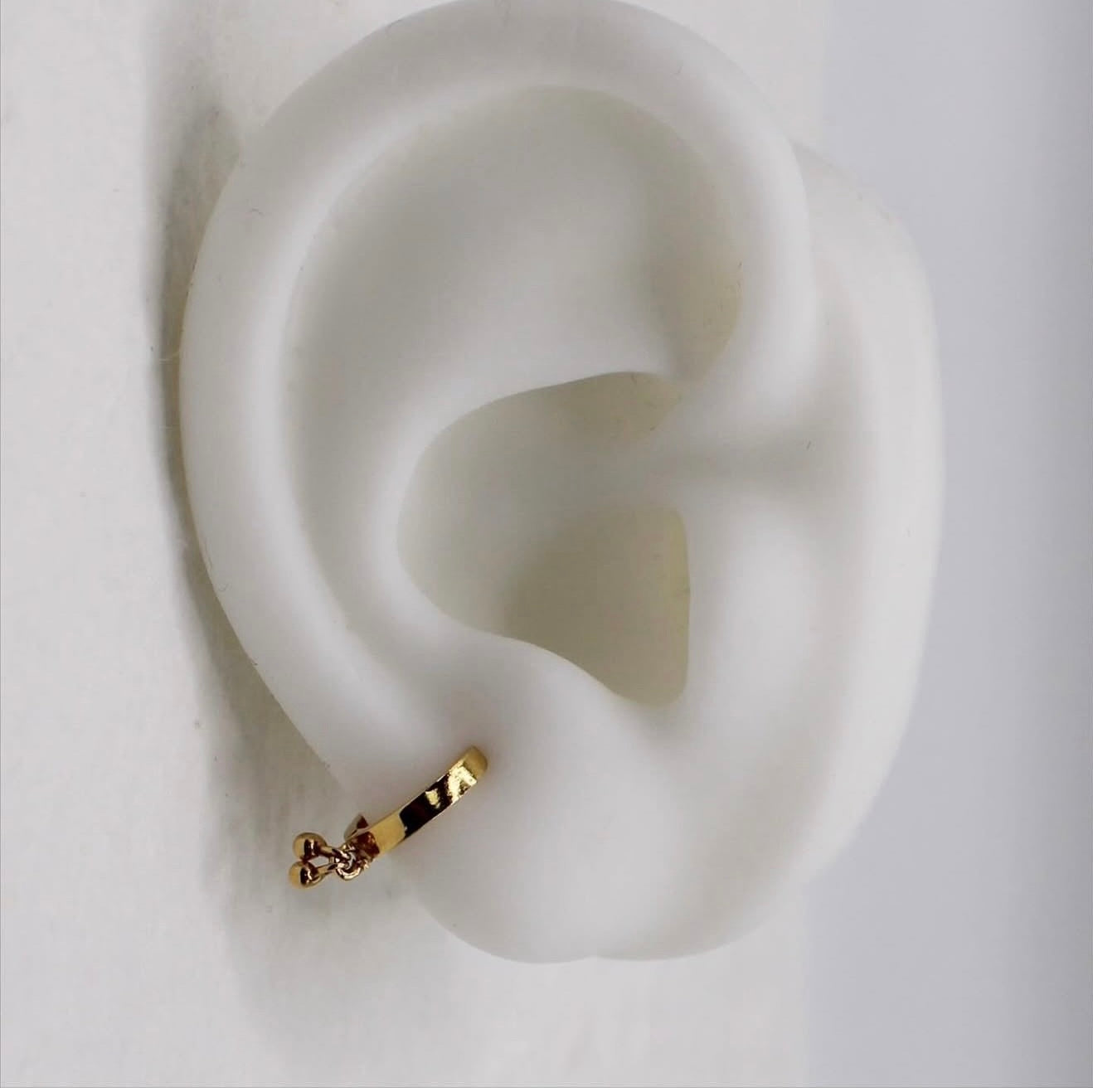 2-ball Dangle Solid Gold Huggies